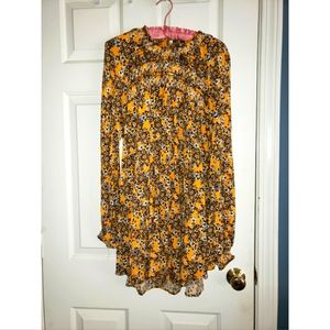 Free People Yellow Floral Tunic/Mini Dress (L)